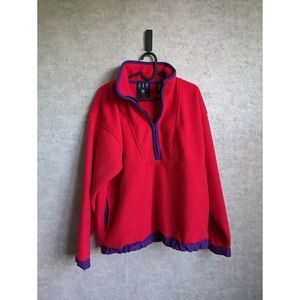 Vintage 1990s Gap Artic Light Red Fleece 1/2 Zip Oversized Adult Small Pullover
